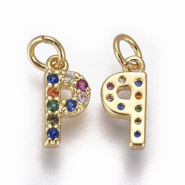 PandaHall Brass Micro Pave Cubic Zirconia Charms, Letter, Colorful, Golden, Letter.P, 9.7x4.6x1.7mm, Hole: 2~2.5mm Brass+Cubic Zirconia...
PandaHall Brass Micro Pave Cubic Zirconia Charms, Letter, Colorful, Golden, Letter.P, 9.7x4.6x1.7mm, Hole: 2~2.5mm Brass+Cubic Zirconia...