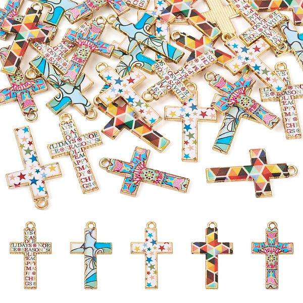 PandaHall 30Pcs 5 Colors Rack Plating Golden Tone Alloy Mosaic Style Pendants, with Enamel, Cross Charm, Mixed Color, 29x17x1.5mm, Hole..., Multicolor
PandaHall 30Pcs 5 Colors Rack Plating Golden Tone Alloy Mosaic Style Pendants, with Enamel, Cross Charm, Mixed Color, 29x17x1.5mm, Hole..., Multicolor