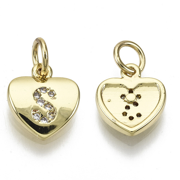 PandaHall Brass Micro Pave Clear Cubic Zirconia Charms, with Jump Ring, Heart with Letter, Real 16K Gold Plated, Nickel Free, Letter.S...
PandaHall Brass Micro Pave Clear Cubic Zirconia Charms, with Jump Ring, Heart with Letter, Real 16K Gold Plated, Nickel Free, Letter.S...