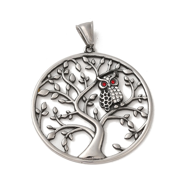 PandaHall 304 Stainless Steel Rhinestone Pendants, Flat Round with Tree of Life & Owl Charm, Antique Silver, 49x46x3mm, Hole: 8.5X4mm...
PandaHall 304 Stainless Steel Rhinestone Pendants, Flat Round with Tree of Life & Owl Charm, Antique Silver, 49x46x3mm, Hole: 8.5X4mm...