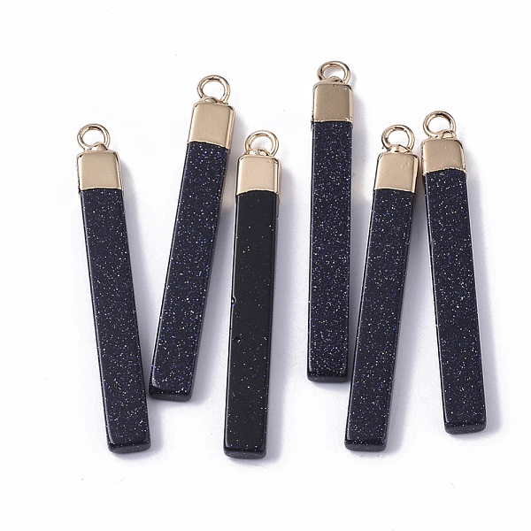 PandaHall Top Golden Plated Synthetic Blue Goldstone Pendants, with Golden Tone Iron Loops, Bar, 44~45x5.5x3mm, Hole: 2mm Blue Goldstone...
PandaHall Top Golden Plated Synthetic Blue Goldstone Pendants, with Golden Tone Iron Loops, Bar, 44~45x5.5x3mm, Hole: 2mm Blue Goldstone...