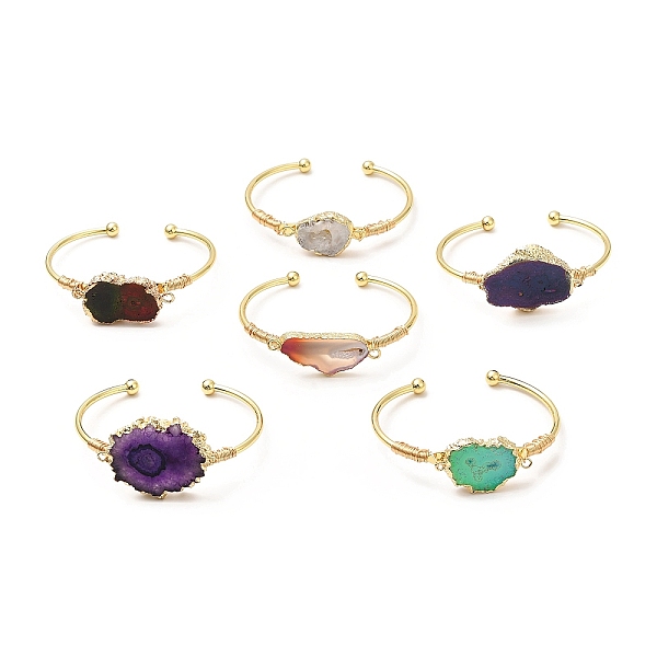 PandaHall Dyed Natural Agate Irregular Druzy Nugget Open Cuff Bangle, Golden Brass Wire Wrap Jewelry for Women, Cadmium Free & Lead Free..., Multicolor
PandaHall Dyed Natural Agate Irregular Druzy Nugget Open Cuff Bangle, Golden Brass Wire Wrap Jewelry for Women, Cadmium Free & Lead Free..., Multicolor