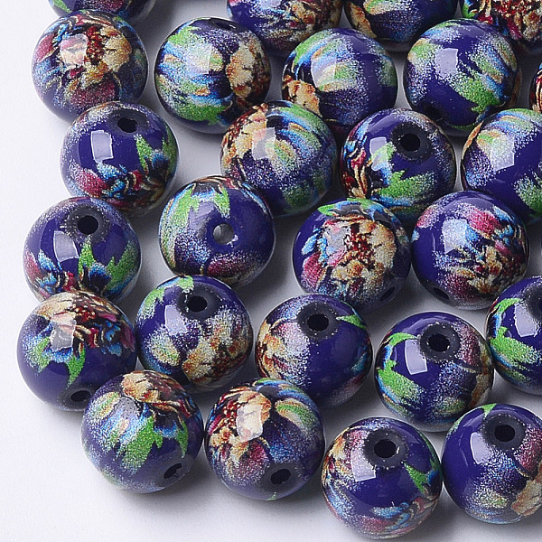 PandaHall Printed & Spray Painted Glass Beads, Round with Flower Pattern, Blue, 10~10.5x9.5mm, Hole: 1.6mm Glass Flower Blue
PandaHall Printed & Spray Painted Glass Beads, Round with Flower Pattern, Blue, 10~10.5x9.5mm, Hole: 1.6mm Glass Flower Blue