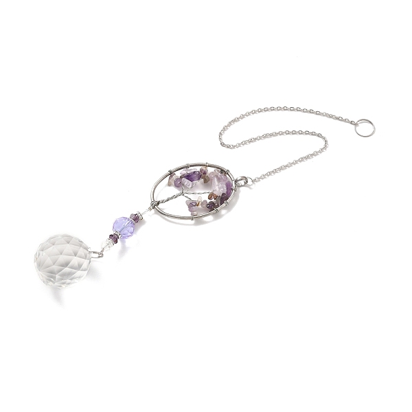PandaHall Amethyst Pendant Decoration, Hanging Suncatcher, with Stainless Steel Rings and Oval Alloy Frame, Teardrop, Purple, 385x2mm, Hole...
PandaHall Amethyst Pendant Decoration, Hanging Suncatcher, with Stainless Steel Rings and Oval Alloy Frame, Teardrop, Purple, 385x2mm, Hole...