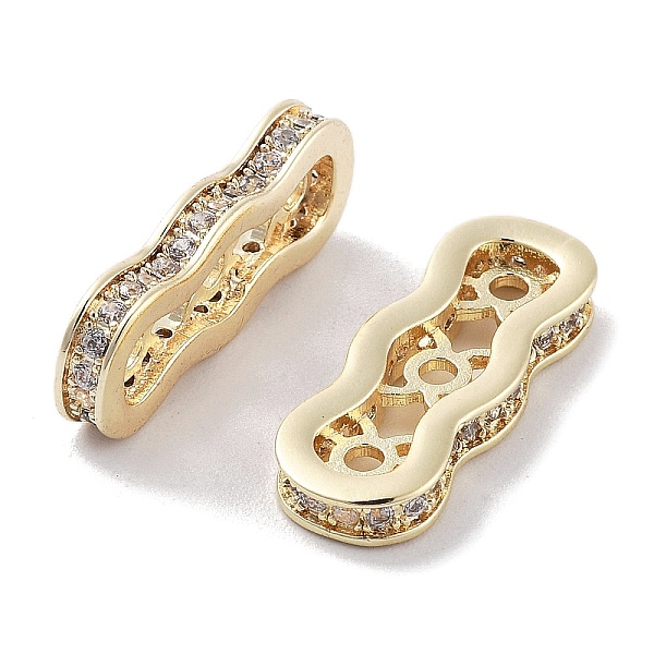 PandaHall Brass Micro Pave Clear Cubic Zirconia Multi-Strands Links, Spacer Bars, Wavy Oval, 3-Hole, Real 18K Gold Plated, 7x18.5x2.5mm...
PandaHall Brass Micro Pave Clear Cubic Zirconia Multi-Strands Links, Spacer Bars, Wavy Oval, 3-Hole, Real 18K Gold Plated, 7x18.5x2.5mm...