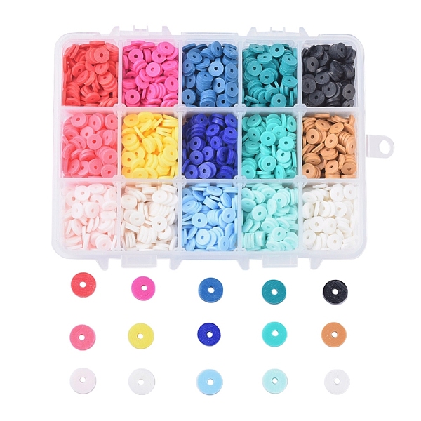 PandaHall 15 Colors Handmade Polymer Clay Beads, Disc/Flat Round, Heishi Beads, Mixed Color, 6x1mm, Hole: 2mm, 15colors, about..., Multicolor
PandaHall 15 Colors Handmade Polymer Clay Beads, Disc/Flat Round, Heishi Beads, Mixed Color, 6x1mm, Hole: 2mm, 15colors, about..., Multicolor