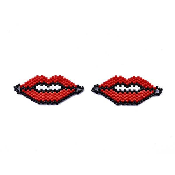 PandaHall Handmade Seed Beads Links Connectors, with Elastic Thread, Loom Pattern, Lip, Red, 17.5x40~41x1.5mm, Hole: 3mm Glass Lip Red
PandaHall Handmade Seed Beads Links Connectors, with Elastic Thread, Loom Pattern, Lip, Red, 17.5x40~41x1.5mm, Hole: 3mm Glass Lip Red