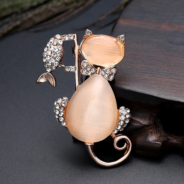 PandaHall Alloy Brooch, with Cat Eye and Rhinestone, Cat Shape, Light Salmon, 48x33mm Alloy+Rhinestone Cat Shape
PandaHall Alloy Brooch, with Cat Eye and Rhinestone, Cat Shape, Light Salmon, 48x33mm Alloy+Rhinestone Cat Shape