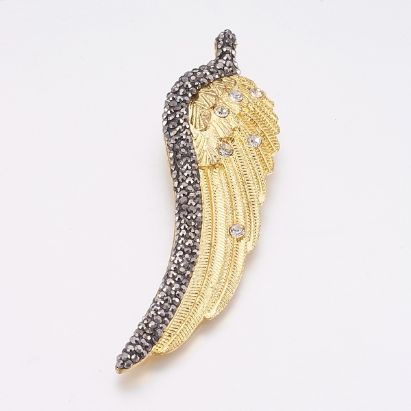 PandaHall Alloy Big Pendants, with Polymer Clay Rhinestone, Wing, Golden, 87x24.5x5mm, Hole: 3x4mm Alloy+Rhinestone Wing Clear
PandaHall Alloy Big Pendants, with Polymer Clay Rhinestone, Wing, Golden, 87x24.5x5mm, Hole: 3x4mm Alloy+Rhinestone Wing Clear