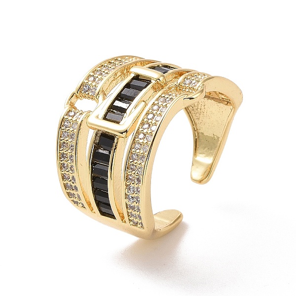 PandaHall Cubic Zirconia Belt Buckle Shape Open Cuff Ring, Real 18K Gold Plated Brass Triple Line Wide Ring for Women, Cadmium Free & Nickel..., Black
PandaHall Cubic Zirconia Belt Buckle Shape Open Cuff Ring, Real 18K Gold Plated Brass Triple Line Wide Ring for Women, Cadmium Free & Nickel..., Black