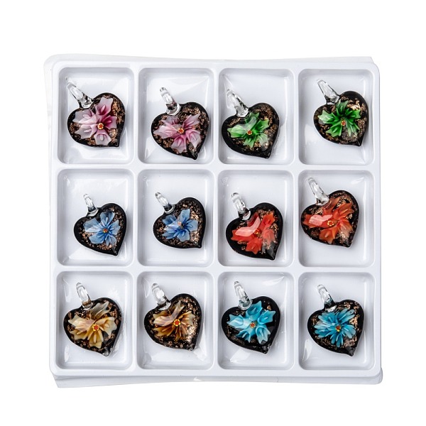 PandaHall Handmade Gold Sand Lampwork Pendants, Heart, Mixed Color, 40x31x14mm, Hole: 5mm, 12pcs/box Lampwork Heart Multicolor
PandaHall Handmade Gold Sand Lampwork Pendants, Heart, Mixed Color, 40x31x14mm, Hole: 5mm, 12pcs/box Lampwork Heart Multicolor