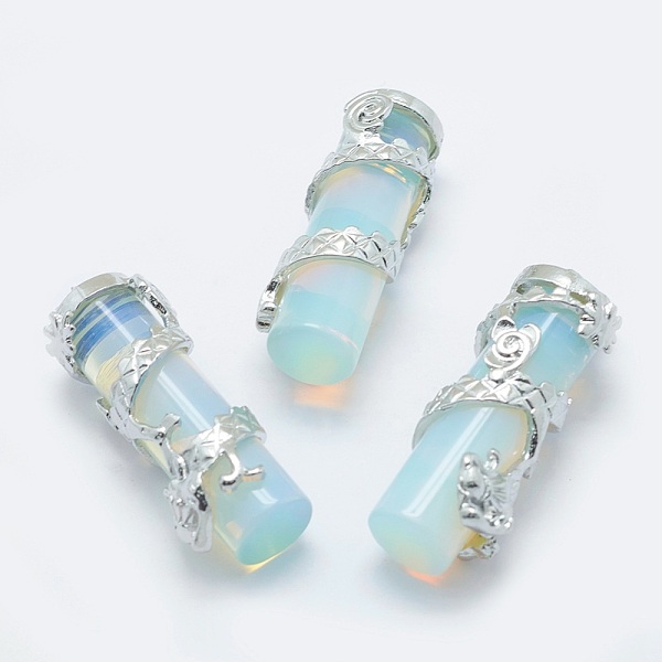 PandaHall Opalite Pendants, with Brass Findings, Column with Dragon, Platinum, 40.5~41.5x14x15mm, Hole: 3.5x5mm Opalite Column
PandaHall Opalite Pendants, with Brass Findings, Column with Dragon, Platinum, 40.5~41.5x14x15mm, Hole: 3.5x5mm Opalite Column