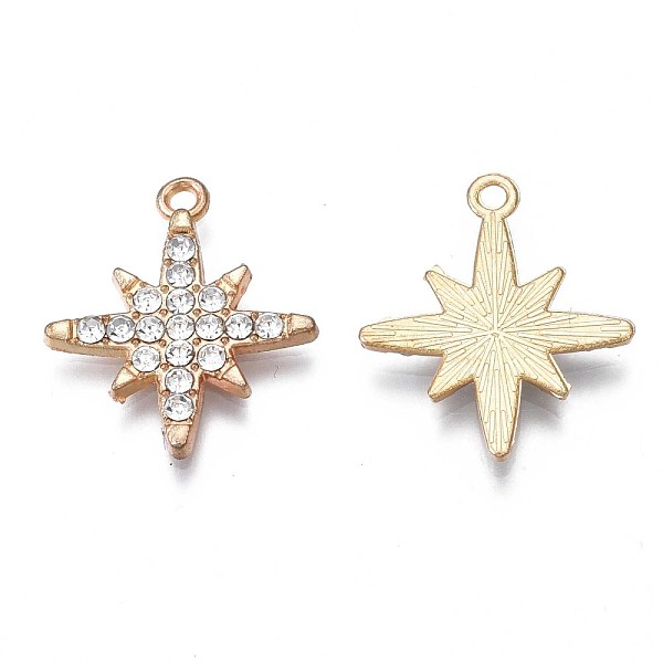 PandaHall Alloy Pendants, with Crystal Rhinestone, Cadmium Free & Nickel Free & Lead Free, Star, Light Gold, 21x18x2mm, Hole: 1.5~1.6mm..., Clear
PandaHall Alloy Pendants, with Crystal Rhinestone, Cadmium Free & Nickel Free & Lead Free, Star, Light Gold, 21x18x2mm, Hole: 1.5~1.6mm..., Clear
