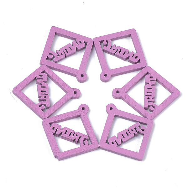 PandaHall Spray Painted Wood Pendants, Rhombus with Word Friend, Violet, 33.5x30x2.5mm, Hole: 1.5mm Wood Rhombus Purple
PandaHall Spray Painted Wood Pendants, Rhombus with Word Friend, Violet, 33.5x30x2.5mm, Hole: 1.5mm Wood Rhombus Purple