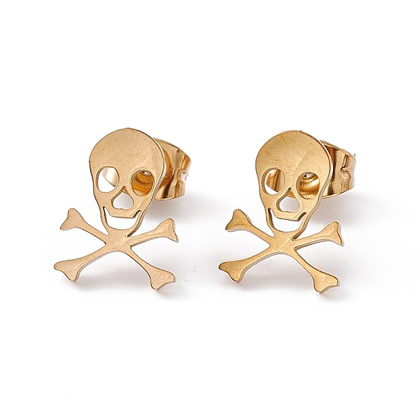 PandaHall 304 Stainless Steel Tiny Hollow Out Skull Stud Earrings for Women, Golden, 11x8.5mm, Pin: 0.6mm 304 Stainless Steel Skull
PandaHall 304 Stainless Steel Tiny Hollow Out Skull Stud Earrings for Women, Golden, 11x8.5mm, Pin: 0.6mm 304 Stainless Steel Skull