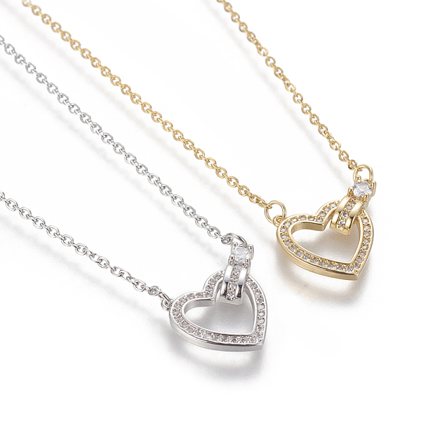 PandaHall Brass Micro Pave Cubic Zirconia Pendant Necklaces, with 304 Stainless Steel Cable Chains and Lobster Claw Clasps, Heart, Clear...
PandaHall Brass Micro Pave Cubic Zirconia Pendant Necklaces, with 304 Stainless Steel Cable Chains and Lobster Claw Clasps, Heart, Clear...