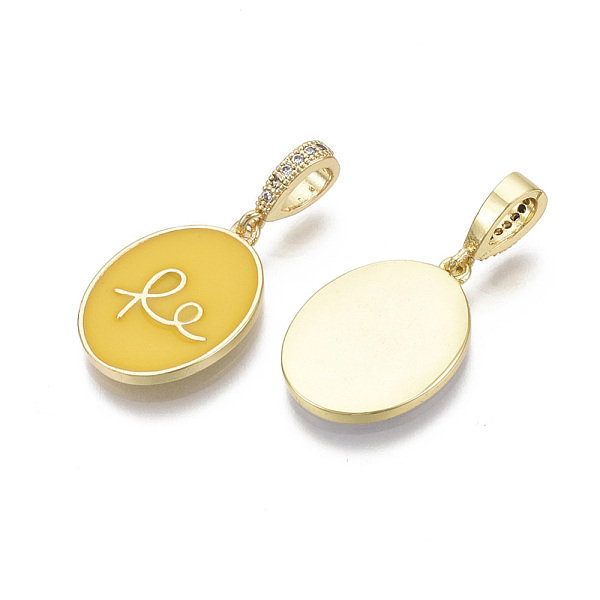 PandaHall Brass Micro Pave Clear Cubic Zirconia Pendants, with Enamel, Oval, Real 18K Gold Plated, Nickel Free, Yellow, 26x13x5.5mm, Hole...
PandaHall Brass Micro Pave Clear Cubic Zirconia Pendants, with Enamel, Oval, Real 18K Gold Plated, Nickel Free, Yellow, 26x13x5.5mm, Hole...
