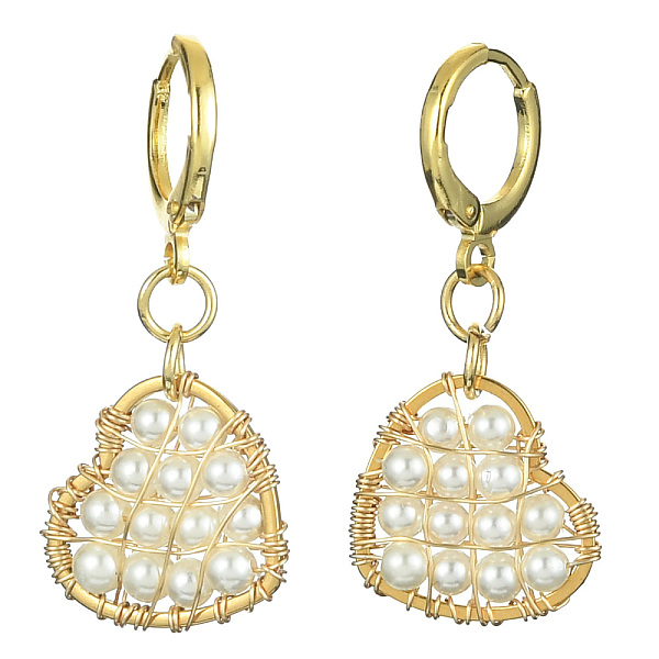PandaHall Natural Shell Beaded Heart Dangle Leverback Earrings, 304 Stainless Steel Wire Wrap Drop Earrings for Women, Golden, 35x16mm Shell
PandaHall Natural Shell Beaded Heart Dangle Leverback Earrings, 304 Stainless Steel Wire Wrap Drop Earrings for Women, Golden, 35x16mm Shell