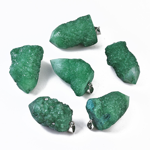PandaHall Rough Raw Electroplate Natural Druzy Agate Pendants, with Platinum Tone Iron Pinch Bail, Dyed, Nuggets, Green, 32~40x21~25x18~21mm...
PandaHall Rough Raw Electroplate Natural Druzy Agate Pendants, with Platinum Tone Iron Pinch Bail, Dyed, Nuggets, Green, 32~40x21~25x18~21mm...