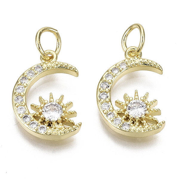PandaHall Brass Micro Pave Clear Cubic Zirconia Charms, with Jump Ring, Nickel Free, Moon with Sun, Real 14K Gold Plated, 14.5x10x2.5mm...
PandaHall Brass Micro Pave Clear Cubic Zirconia Charms, with Jump Ring, Nickel Free, Moon with Sun, Real 14K Gold Plated, 14.5x10x2.5mm...