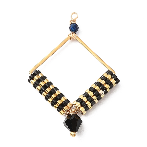 PandaHall Glass Seed Beaded Pendants, Copper Wire Wrapped, with 201 Stainless Steel Frame, Rhombus Charm, Black, 41x29x5mm, Hole: 1.6mm...
PandaHall Glass Seed Beaded Pendants, Copper Wire Wrapped, with 201 Stainless Steel Frame, Rhombus Charm, Black, 41x29x5mm, Hole: 1.6mm...