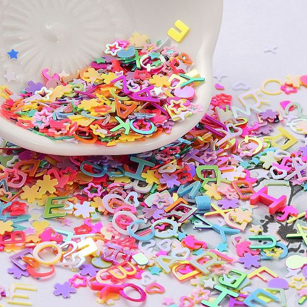 PandaHall Ornament Accessories, PVC Plastic Paillette/Sequins Beads, Golden Sheen, Letter/Flower/Umbrella, Mixed Color, 2.5~6x3~7x0.3mm PVC..., Multicolor
PandaHall Ornament Accessories, PVC Plastic Paillette/Sequins Beads, Golden Sheen, Letter/Flower/Umbrella, Mixed Color, 2.5~6x3~7x0.3mm PVC..., Multicolor