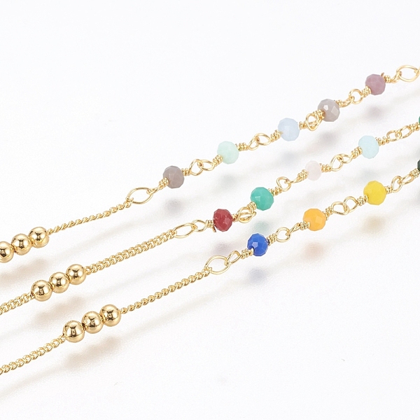 PandaHall Brass Handmade Beaded Chain, Curb Chains, with Faceted Glass Bead, Long-Lasting Plated, Real 18K Gold Plated, Unwelded, with Spool...
PandaHall Brass Handmade Beaded Chain, Curb Chains, with Faceted Glass Bead, Long-Lasting Plated, Real 18K Gold Plated, Unwelded, with Spool...