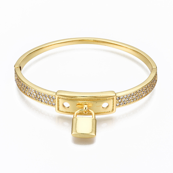 PandaHall Brass Micro Pave Cubic Zirconia Bangles, Nickel Free, Padlock, Real 16K Gold Plated, Clear, Inner Diameter: 2-1/4x2 inch(5.7x5cm)...
PandaHall Brass Micro Pave Cubic Zirconia Bangles, Nickel Free, Padlock, Real 16K Gold Plated, Clear, Inner Diameter: 2-1/4x2 inch(5.7x5cm)...