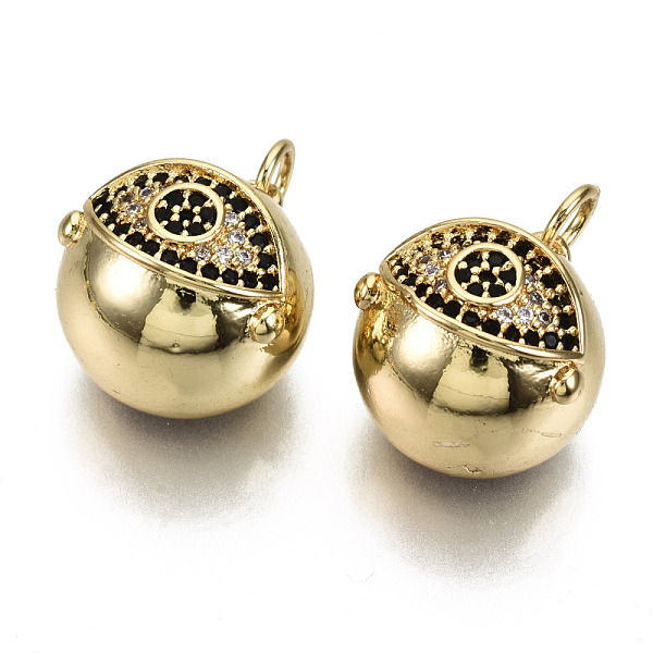 PandaHall Brass Micro Pave Cubic Zirconia Pendants, with Jump Rings, Nickel Free, Round with Eye, Real 16K Gold Plated, Black, 15x14x12mm...
PandaHall Brass Micro Pave Cubic Zirconia Pendants, with Jump Rings, Nickel Free, Round with Eye, Real 16K Gold Plated, Black, 15x14x12mm...