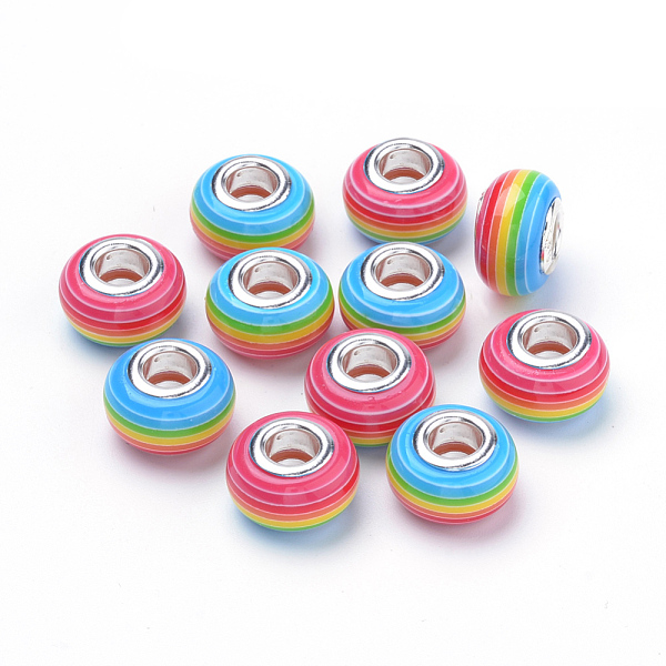 PandaHall Resin European Beads, Large Hole Beads, with Silver Plated Brass Double Cores, Stripe, Rondelle, Deep Pink, 14x8~8.5mm, Hole: 5mm...
PandaHall Resin European Beads, Large Hole Beads, with Silver Plated Brass Double Cores, Stripe, Rondelle, Deep Pink, 14x8~8.5mm, Hole: 5mm...