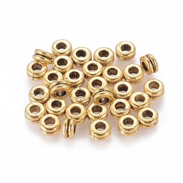 PandaHall Tibetan Style Alloy Beads, Ronelle, Cadmium Free & Lead Free, Antique Golden, 5x4mm, Hole: 3mm, about 2900pcs/1000g Alloy Rondelle
PandaHall Tibetan Style Alloy Beads, Ronelle, Cadmium Free & Lead Free, Antique Golden, 5x4mm, Hole: 3mm, about 2900pcs/1000g Alloy Rondelle