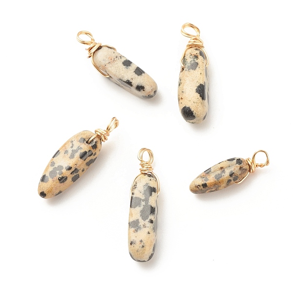 PandaHall Natural Dalmatian Jasper Pendants, Twisted with Golden Tone Copper Wire, Chip, 17~29x8~10x5.5~9mm, Hole: 2.5~3.2mm Dalmatian...
PandaHall Natural Dalmatian Jasper Pendants, Twisted with Golden Tone Copper Wire, Chip, 17~29x8~10x5.5~9mm, Hole: 2.5~3.2mm Dalmatian...