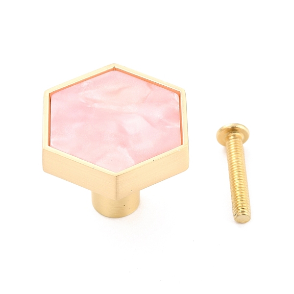 PandaHall Hexagon with Marble Pattern Brass Box Handles & Knobs, with Resin Cabochons and Iron Screws, Matte Gold Color, Pink...
PandaHall Hexagon with Marble Pattern Brass Box Handles & Knobs, with Resin Cabochons and Iron Screws, Matte Gold Color, Pink...