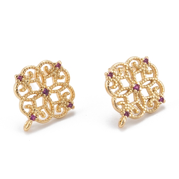 PandaHall Brass Stud Earring Findings, with Cubic Zirconia and Loop, Real 18K Gold Plated, Flower, Dark Violet, 13.5x12mm, Hole: 0.8mm, Pin...
PandaHall Brass Stud Earring Findings, with Cubic Zirconia and Loop, Real 18K Gold Plated, Flower, Dark Violet, 13.5x12mm, Hole: 0.8mm, Pin...