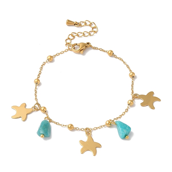 PandaHall Summer Beach Nuggets Natural Amazonite & Ion Plating(IP) 304 Stainless Steel Charm Bracelets for Women Men, Golden, Starfish...
PandaHall Summer Beach Nuggets Natural Amazonite & Ion Plating(IP) 304 Stainless Steel Charm Bracelets for Women Men, Golden, Starfish...