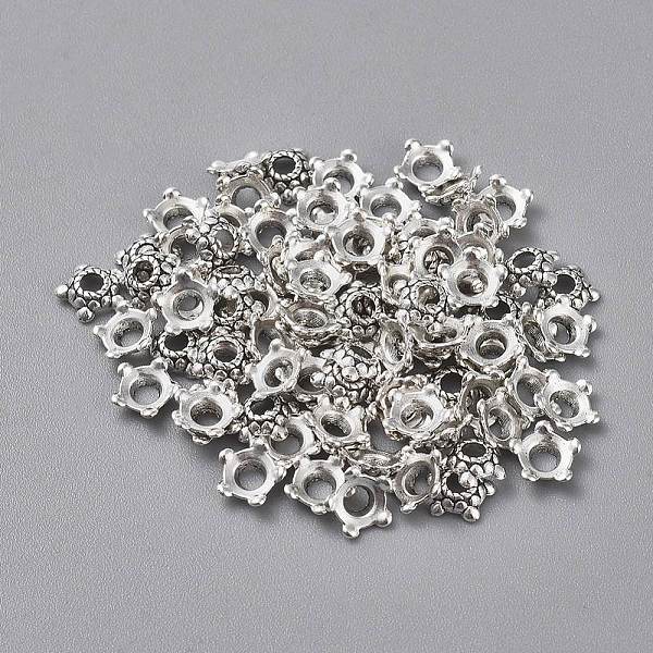 PandaHall Tibetan Silver Bead Caps, Lead Free & Cadmium Free, Flower, Antique Silver, about 6mm in diameter, Hole: 2mm Alloy
PandaHall Tibetan Silver Bead Caps, Lead Free & Cadmium Free, Flower, Antique Silver, about 6mm in diameter, Hole: 2mm Alloy