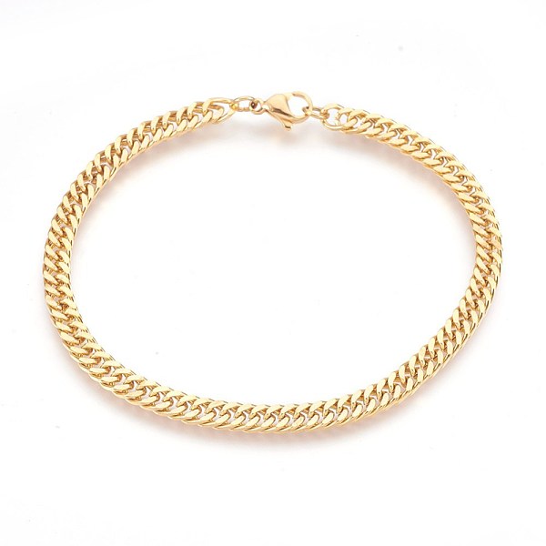 PandaHall Ion Plating(IP) 304 Stainless Steel Curb Chain Bracelets, with Lobster Claw Clasps, Golden, 8-3/8 inch(21.3cm) 304 Stainless Steel
PandaHall Ion Plating(IP) 304 Stainless Steel Curb Chain Bracelets, with Lobster Claw Clasps, Golden, 8-3/8 inch(21.3cm) 304 Stainless Steel