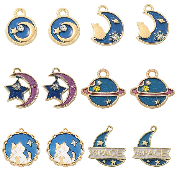 PandaHall 30Pcs 6 Styles Alloy Enamel Pendants, Cadmium Free & Lead Free, Flat Round & Moon & Star, Blue, 12~26x10~23.5x2~2.5mm, Hole: 1.6mm...
PandaHall 30Pcs 6 Styles Alloy Enamel Pendants, Cadmium Free & Lead Free, Flat Round & Moon & Star, Blue, 12~26x10~23.5x2~2.5mm, Hole: 1.6mm...