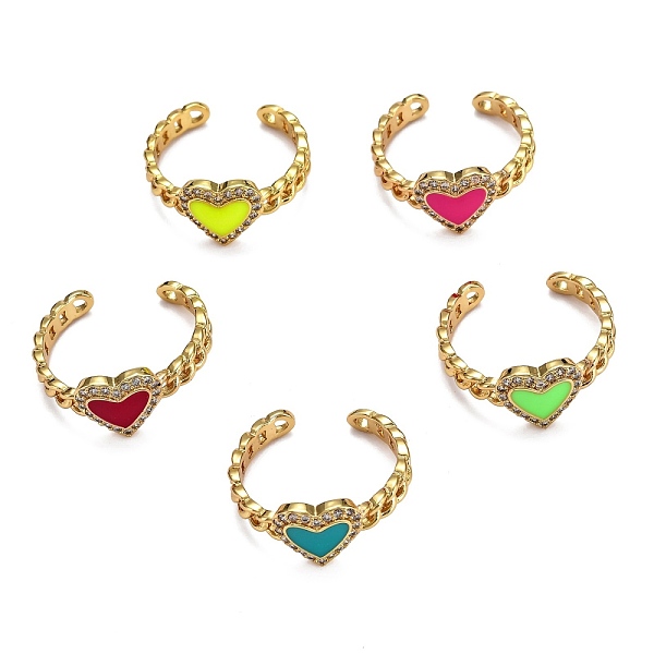 PandaHall Brass Micro Pave Clear Cubic Zirconia Cuff Rings, Open Rings, with Enamel, Heart with Curb Chains, Real 18K Gold Plated, Mixed..., Multicolor
PandaHall Brass Micro Pave Clear Cubic Zirconia Cuff Rings, Open Rings, with Enamel, Heart with Curb Chains, Real 18K Gold Plated, Mixed..., Multicolor