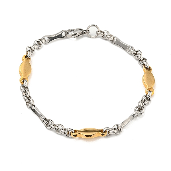 PandaHall Two Tone 304 Stainless Steel Oval & Bar Link Chain Bracelet, Golden & Stainless Steel Color, 9 inch(22.9cm), Wide: 7mm 304...
PandaHall Two Tone 304 Stainless Steel Oval & Bar Link Chain Bracelet, Golden & Stainless Steel Color, 9 inch(22.9cm), Wide: 7mm 304...