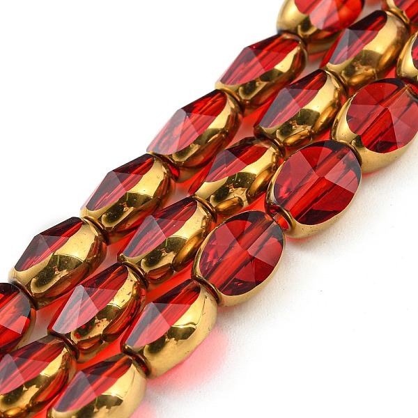 PandaHall Electroplate Transparent Glass Beads Strands, with Golden Plated Edge, Faceted Oval, FireBrick, 8~9x6.5x5mm, Hole: 1.2mm, about..., Red
PandaHall Electroplate Transparent Glass Beads Strands, with Golden Plated Edge, Faceted Oval, FireBrick, 8~9x6.5x5mm, Hole: 1.2mm, about..., Red
