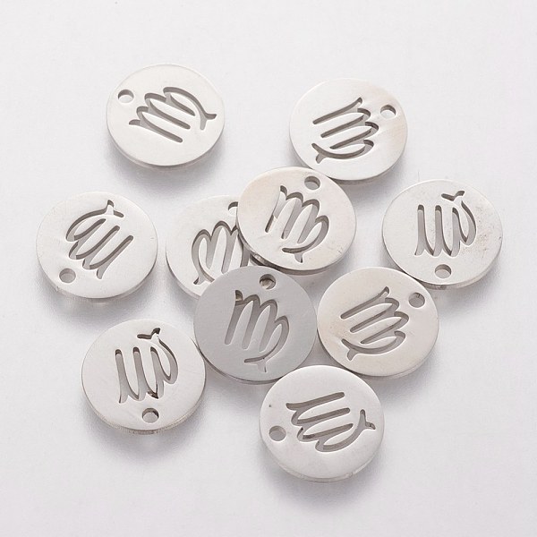 PandaHall 304 Stainless Steel Charms, Flat Round with Constellation/Zodiac Sign, Virgo, 12x1mm, Hole: 1.5mm 304 Stainless Steel Virgo
PandaHall 304 Stainless Steel Charms, Flat Round with Constellation/Zodiac Sign, Virgo, 12x1mm, Hole: 1.5mm 304 Stainless Steel Virgo