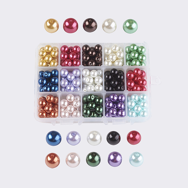 PandaHall 15 Color Glass Pearl Beads, Dyed, Round, Mixed Color, 10mm, Hole: 0.7~1mm, about 15pcs/color, 225pcs/box Glass Round Multicolor
PandaHall 15 Color Glass Pearl Beads, Dyed, Round, Mixed Color, 10mm, Hole: 0.7~1mm, about 15pcs/color, 225pcs/box Glass Round Multicolor