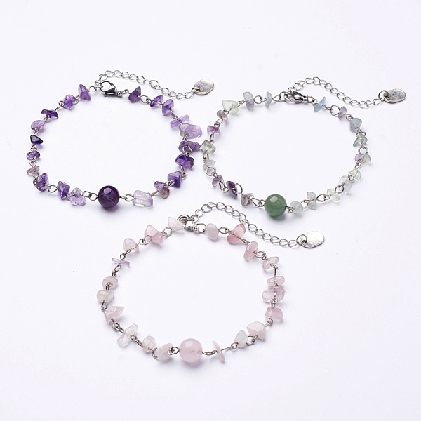 PandaHall Natural Gemstone Chip Anklets, with Iron Eye Pin, Tibetan Style Pendants and Lobster Clasp, 9-1/2 inch(240mm) Mixed Stone..., Multicolor
PandaHall Natural Gemstone Chip Anklets, with Iron Eye Pin, Tibetan Style Pendants and Lobster Clasp, 9-1/2 inch(240mm) Mixed Stone..., Multicolor