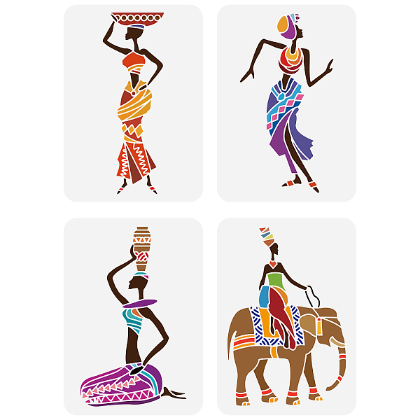 PandaHall FINGERINSPIRE 4 Pcs African Tribal Stencils 8.3x11.7inch African Tribal Women Stencil Plastic Indian Elephant Dancer with Pot...
PandaHall FINGERINSPIRE 4 Pcs African Tribal Stencils 8.3x11.7inch African Tribal Women Stencil Plastic Indian Elephant Dancer with Pot...
