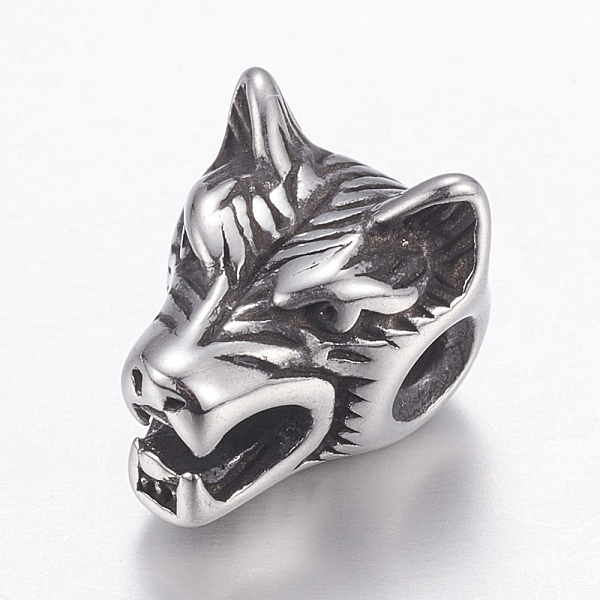PandaHall 304 Stainless Steel Beads, Wolf Head, Antique Silver, 14x11x11mm, Hole: 2mm 304 Stainless Steel Other Animal
PandaHall 304 Stainless Steel Beads, Wolf Head, Antique Silver, 14x11x11mm, Hole: 2mm 304 Stainless Steel Other Animal