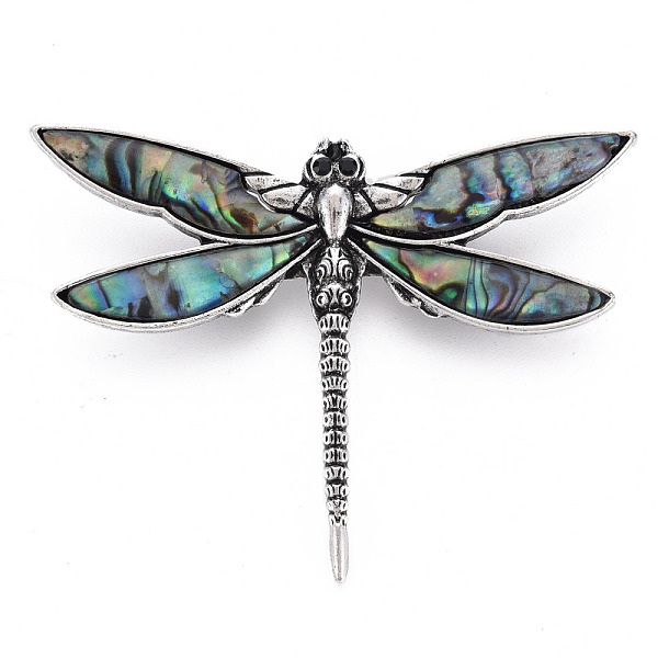 PandaHall Abalone Shell/Paua Shell Brooches/Pendants, with Resin Bottom and Alloy Findings, Dragonfly, Antique Silver, 47.5x64x9.5mm, hole...
PandaHall Abalone Shell/Paua Shell Brooches/Pendants, with Resin Bottom and Alloy Findings, Dragonfly, Antique Silver, 47.5x64x9.5mm, hole...