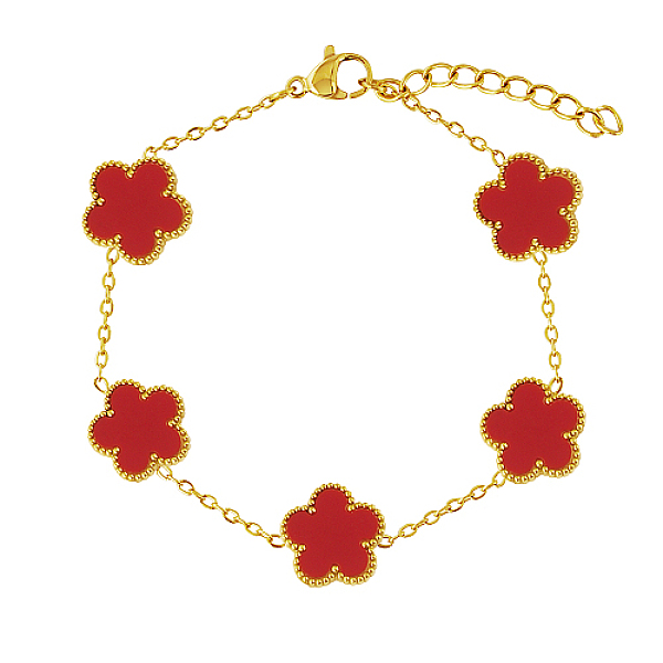 PandaHall Acrylic Flower Link Chain Bracelet, Real 18K Gold Plated Stainless Steel Bracelet, Red, 6-3/4 inch(17cm) Acrylic Flower Red
PandaHall Acrylic Flower Link Chain Bracelet, Real 18K Gold Plated Stainless Steel Bracelet, Red, 6-3/4 inch(17cm) Acrylic Flower Red