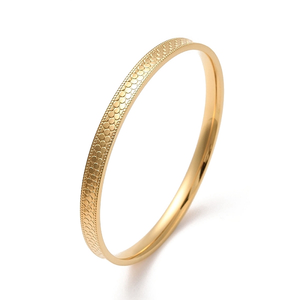 PandaHall Ion Plating(IP) 304 Stainless Steel Bangles with Dragon Scales Pattern, Real 18K Gold Plated, 1/4 inch(0.6cm), Inner Diameter...
PandaHall Ion Plating(IP) 304 Stainless Steel Bangles with Dragon Scales Pattern, Real 18K Gold Plated, 1/4 inch(0.6cm), Inner Diameter...
