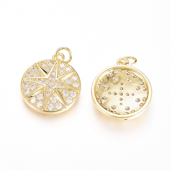 PandaHall Brass Micro Pave Cubic Zirconia Pendants, with Jump Ring, Long-Lasting Plated, Flat Round with Star, Clear, Real 18K Gold Plated...
PandaHall Brass Micro Pave Cubic Zirconia Pendants, with Jump Ring, Long-Lasting Plated, Flat Round with Star, Clear, Real 18K Gold Plated...